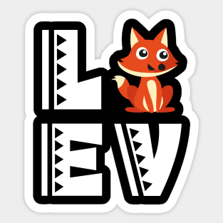 Cute love fox t shirt funny fox lover gifts for kids Sticker